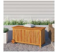 Garden storage box Natural solid acacia wood 113x50x58 cm with wheels and liner