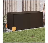Garden Storage Box Outdoor Brown 127x55x56cm PE Rattan Powder-Coated Steel Frame