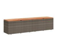 vidaXL Garden Storage Box Grey 220x50x54 cm Poly Rattan Acacia Wood