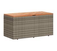 vidaXL Garden Storage Box Outdoor Storage Box Black Poly Rattan Acacia Wood