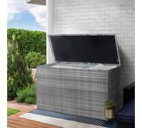 Teamson Home Outdoor Garden X-Large Storage Box Unit, 700L Storage Capacity, Rattan, Weather-Resistant, Water Resistant Lining, Grey Teamson Home Grey