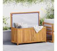 Garden Storage Box Solid Teak Wood 114x50x58 Teak Finish Outdoor with Lid & Bag