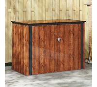 Garden Storage Box Steel Brown 151.5x82x110.5cm Large Lockable Deadbolt Outdoor