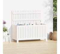 Garden Storage Box White Pine 115x49x60 cm Solid Pine Wood Outdoor Chest GasLift