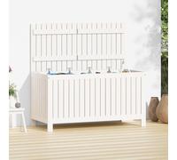 Garden Storage Box White Pine 121x55x64 cm Solid Pine Wood With Gas-Lift Lid Eco