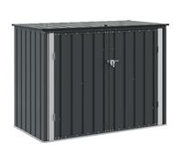 Garden Storage Box Lockable Black Steel 151.5x82x110.5cm Secure Outdoor Large XL