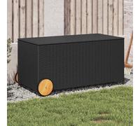 Garden Storage Box With Wheels Black 190L Poly Rattan