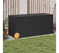 Garden Storage Box With Wheels Black 283L Poly Rattan