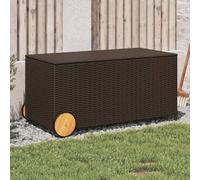 Garden Storage Box with Wheels Brown 190L Poly Rattan-Furniture,Outdoor Furniture,Outdoor Storage Boxes