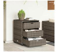 Garden storage cabinet 3-drawer PE rattan grey 55x59x69cm steel frame waterproof