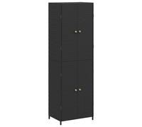Garden Storage Cabinet 59x40x180 cm Poly Rattan Organiser Black/Grey vidaXL