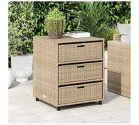 Garden storage cabinet Beige 55x59x69 cm PE rattan 3-drawer Powder-coat wallfix.