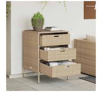 Garden storage cabinet Beige PE Rattan with 3 Drawers 55x59x80 cm Outdoor Slim