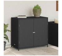 Garden storage cabinet Black 83x45x76 cm PE rattan powder-coated steel two-door