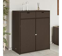 Garden Storage Cabinet Brown 105x55x113 cm PE Rattan Wicker Steel Frame Outdoor