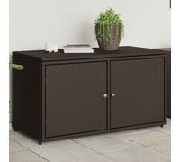 Garden Storage Cabinet Brown 110x55x60.5cm PE Rattan Powder-Coated Steel 2-Door