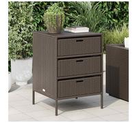Garden storage cabinet Brown 55x59x80 cm PE Rattan with 3 Drawers Outdoor Patio