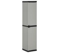 Garden Storage Cabinet Grey/Black 34x40x168cm PVC/PP 3-Shelf Lockable Compact UV