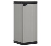 Garden Storage Cabinet Grey & Black 35x40x85cm PVC PP Plastic 1 Shelf Lock Wall