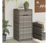 Garden Storage Cabinet Grey PE Rattan 55x55x111cm Weatherproof Lockable Slim