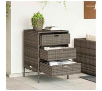 Garden Storage Cabinet Grey PE Rattan 55x59x80cm 3-Drawer Outdoor Organizer Lock