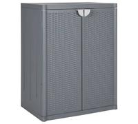 Garden storage cabinet Grey rattan-look PP 65x45x88 cm 2-shelf outdoor for patio