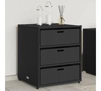 vidaXL Garden Storage Cabinet Black 55x59x69 cm Poly Rattan