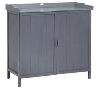 Garden Storage Cabinet, Potting Bench Table Galvanized Grey