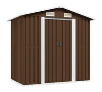 vidaXL Garden Storage Shed Brown 204x132x186cm Steel Outdoor Tool House Cabin