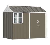 Garden Storage Shed 8x6ft Metal Outdoor Utility Tool House Windowed Grey