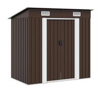 vidaXL Garden Storage Shed Brown 194x121x181cm Steel Outdoor Tool House Cabin