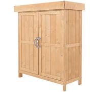 Garden Storage Shed Burlywood 74x43x88cm Cedarwood Vertical 2Tier With Doors Lid