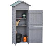 Outsunny Wood Garden Storage Shed Tool Cabinet W/ Felt Roof, 189X82X49Cm, Grey