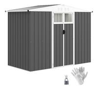 Garden Storage Shed Dark Grey Galvanised Steel 246x117x161/180cm 8x4ft DoubleDr