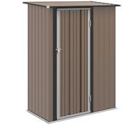Garden Storage Shed Galvanised Steel Brown 142x84x189cm Lockable Door OutdoorsUK