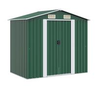 Garden Storage Shed Green Galvanised Steel 204x132x186cm Double Sliding Doors XL