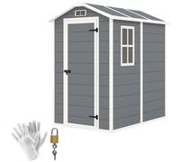 Garden Storage Shed Grey 131x186x198cm Polypropylene Resin Aluminium Lockable XL