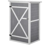 Garden Storage Shed Grey 75x56x115 Fir Wood Compact 2-Shelf Waterproof BoltLatch