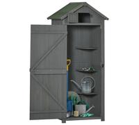 OUTSUNNY Wooden Garden Storage Shed Tool Storage Box, 77 x 54 x 179 cm in Grey Outsunny Grey 77 x 54 x 179 cm