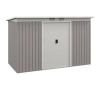 Garden Storage Shed Light Grey Galvanised Steel PP Plastic 280x130x158-172cm DOM