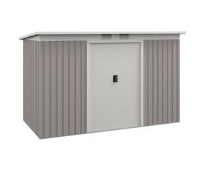Garden Storage Shed Light Grey Galvanised Steel PP Plastic 280x130x158-172cm DOM