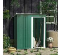 Garden Storage Shed Sliding Door Sloped Roof Tool Green 5 x 3ft
