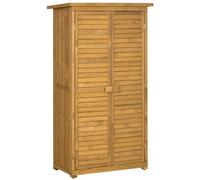 Garden Storage Shed Solid Fir Wood Natural 160x46.5x87cm 3-Shelf Tall Unit Lock