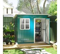 Outsunny 7 x 4ft Galvanised Steel Garden Shed with Foundation Kit, Green