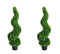 Garden Store Direct Artificial Buxus Topiary Spiral Trees In Pots, UV Stable, 90cm, 120cm & 150cm (2, 120)