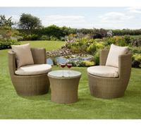 Garden Store Direct Bottle Bistro Set Aluminium - Back Cushions - Natural/brown