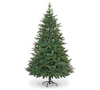 Garden Store Direct Lapland Fir Covered Artificial Christmas Tree Snow Flocked PE PVC Mixed Tips Hinged Branches Bushy Luxury Xmas Home Snowy Decorations 4ft to 10ft (7ft (210cm), Plain Green)