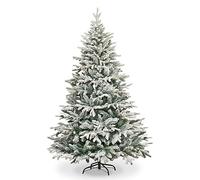 Garden Store Direct Lapland Fir Covered Artificial Christmas Tree Snow Flocked PE PVC Mixed Tips Hinged Branches Bushy Luxury Xmas Home Snowy Decorations 4ft to 10ft (5ft (150cm), Snow Flocked)