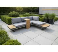 Garden Store Direct Pebble Bay Corner Sofa Set With Faux Wood Tables In Dark Grey