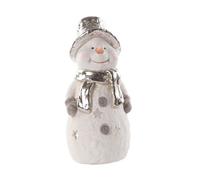 Garden Store Direct Snowman Tealight Holder Glitter Silver Decorations Festive - 26.5Cm